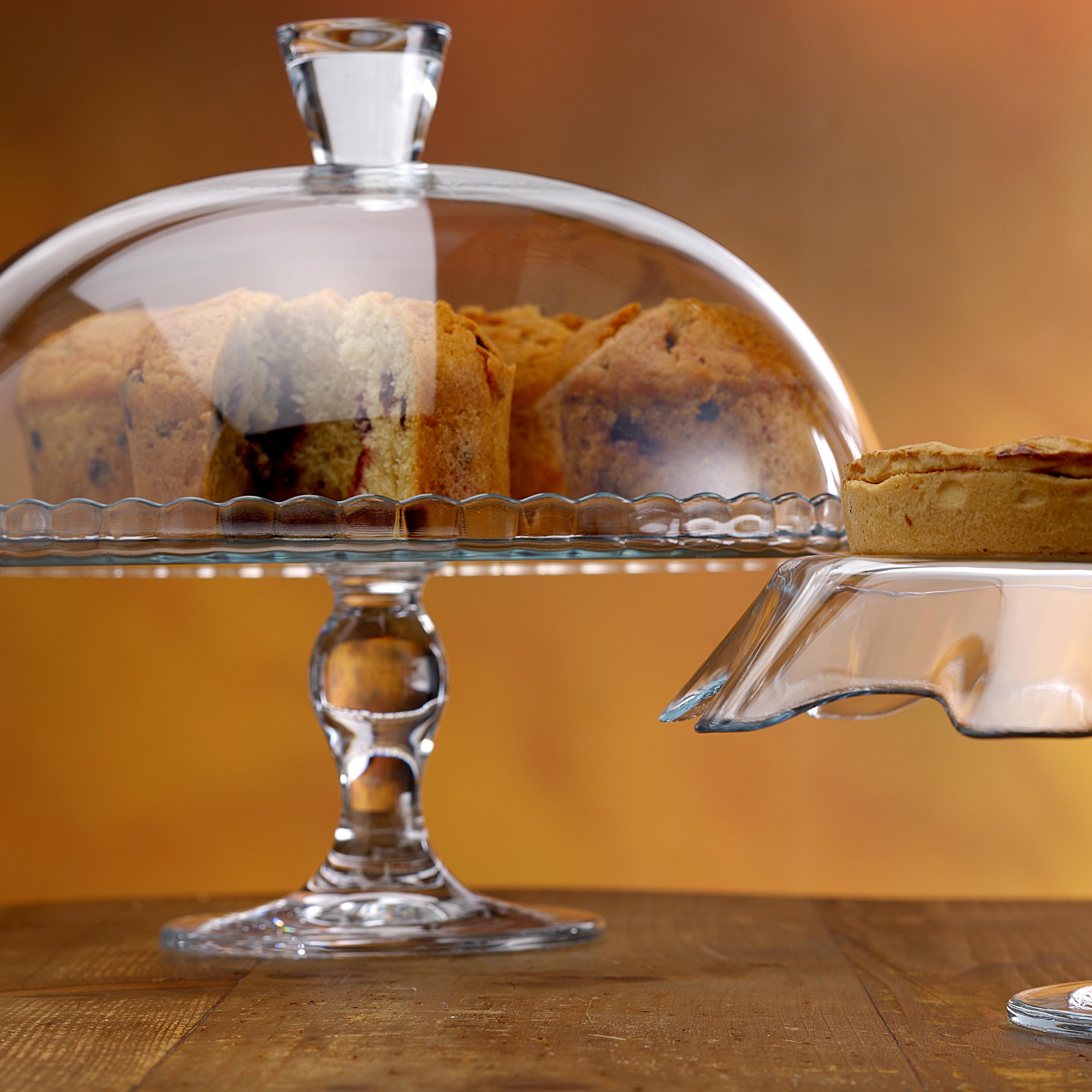 Présentoir à gâteau sur pied 32 cm et sa cloche en verre - Pasabahce -  Transparent - Verre - Plateau - Achat & prix